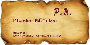 Plander Márton névjegykártya